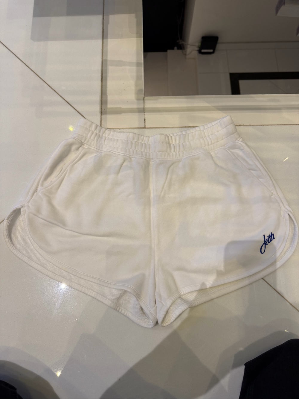Kith White Script Logo Terry Sweat Shorts